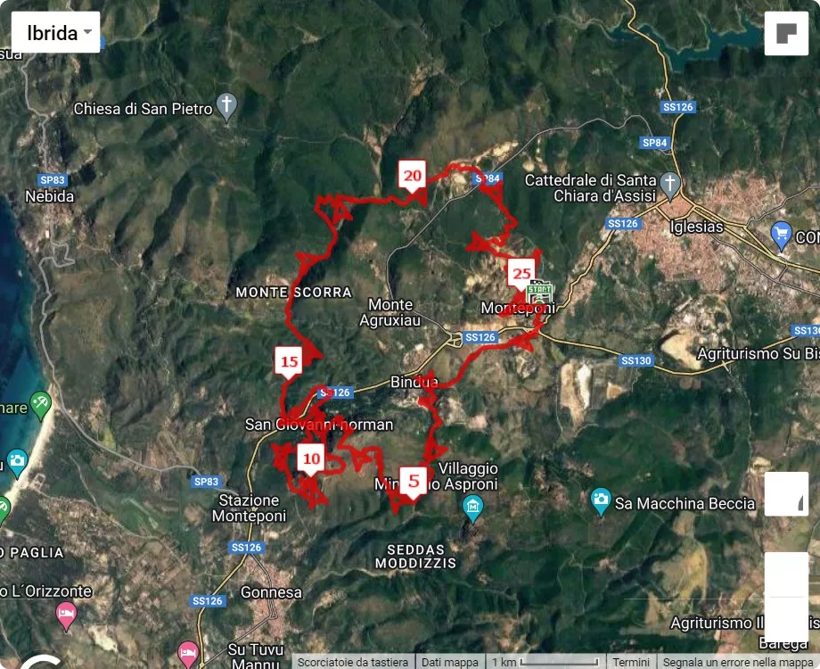 7° Trail delle Miniere, 26 km race course map