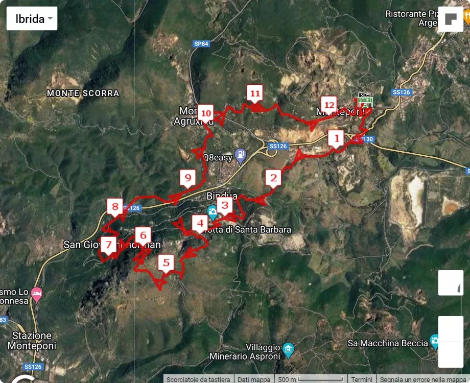 7° Trail delle Miniere, mappa percorso gara 12 km