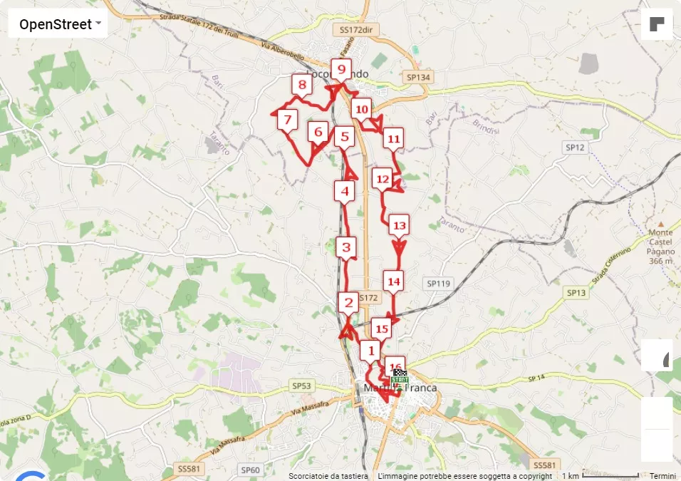 6° Sciot & Vnot, 16.09 km race course map