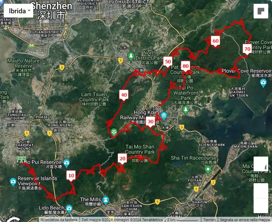The 9 Dragons Ultra 2024, 80.45 km race course map