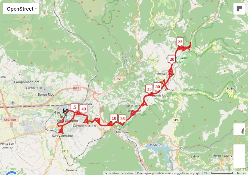 13° Maratona di San Valentino, mappa percorso gara 42.195 km