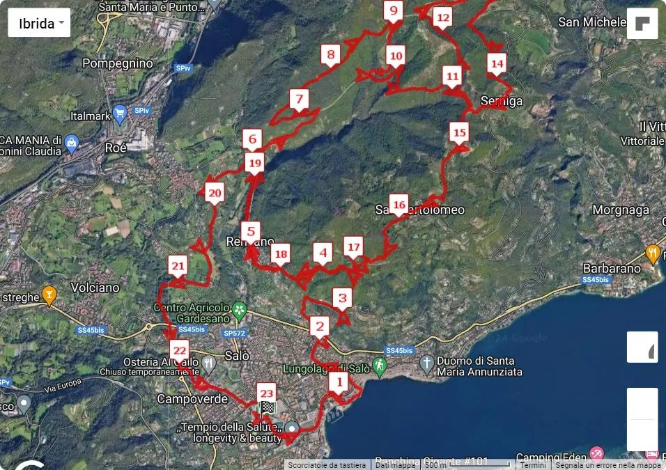 10° Magnifica Salodium, mappa percorso gara 23 km