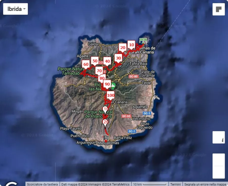Transgrancanaria 2024, 126 km race course map