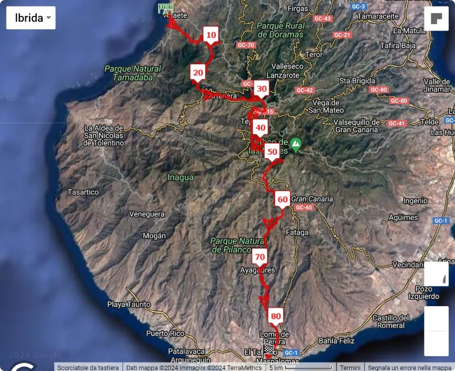 Transgrancanaria 2024, mappa percorso gara 84 km