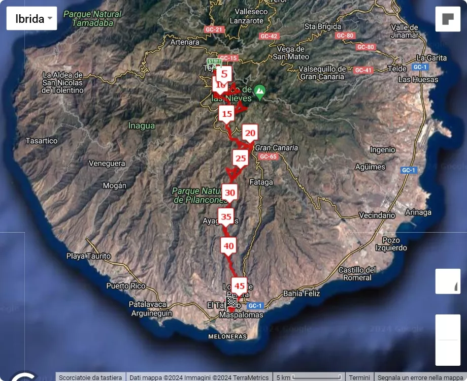 Transgrancanaria 2024, mappa percorso gara 46 km