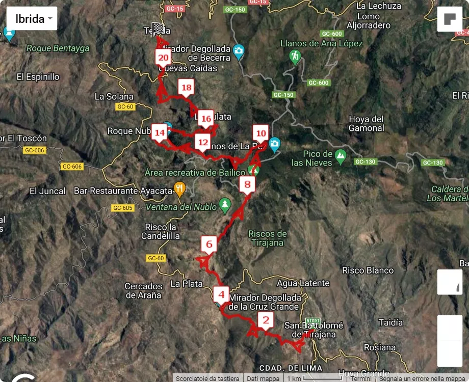 Transgrancanaria 2024, mappa percorso gara 21 km