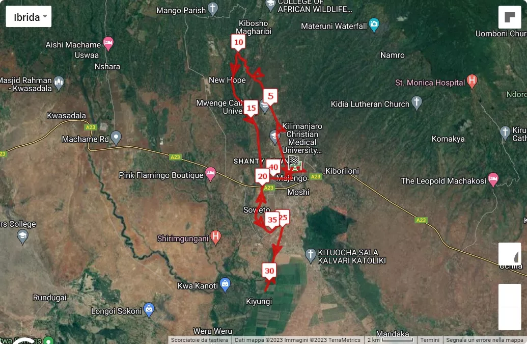 2024 Kilimanjaro International Marathon, 42.195 km race course map