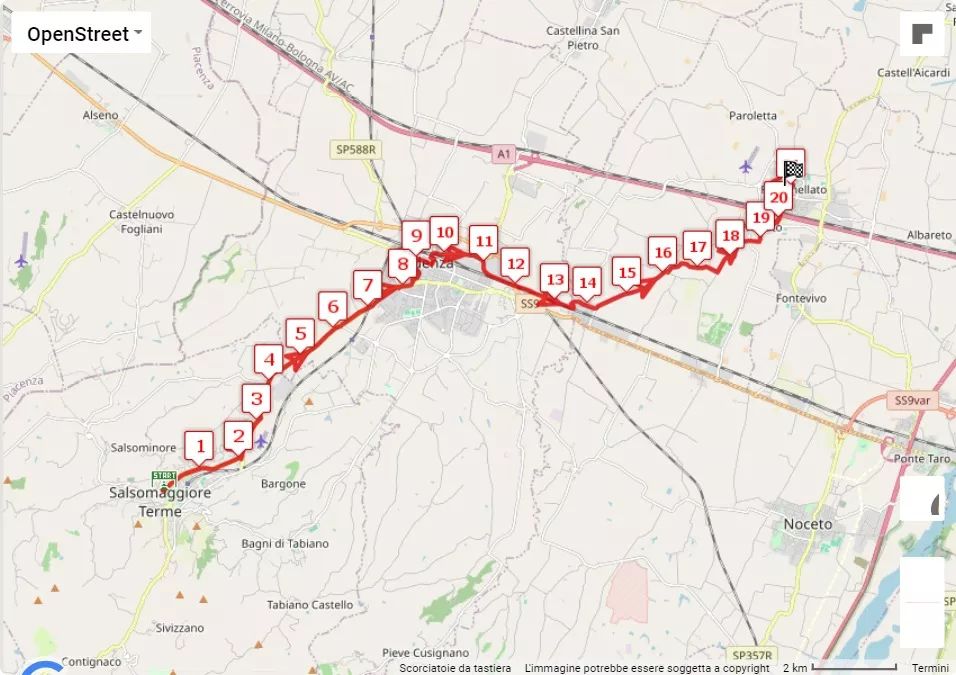 25° Verdi Marathon, 21.0975 km race course map