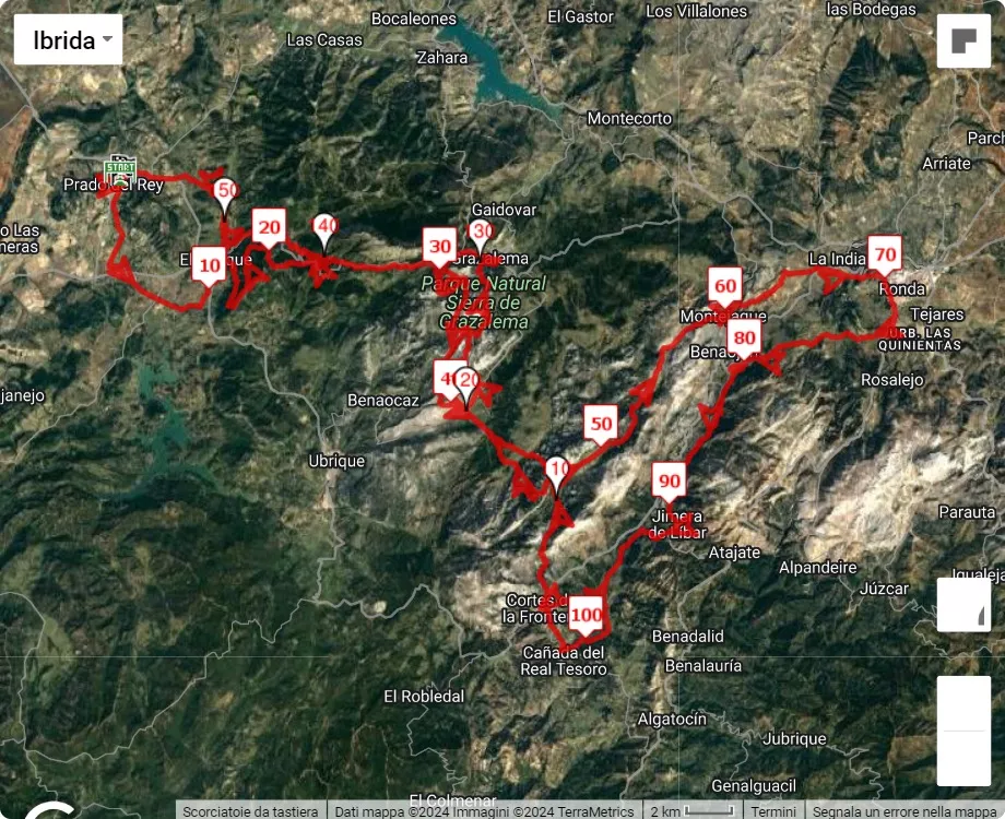 race course map 100 millas Sierras del Bandolero