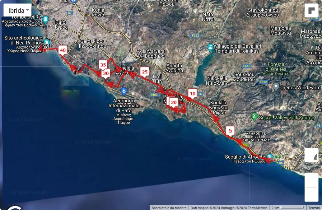 2024 Logicom Cyprus Marathon, 42.195 km race course map