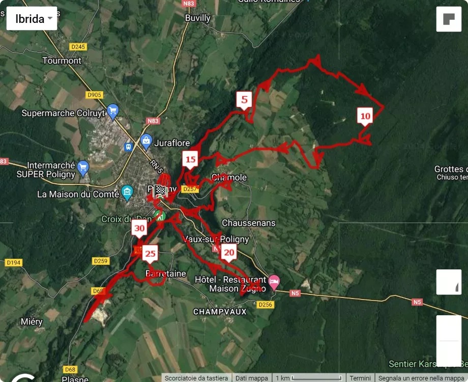 mappa percorso di gara Trail de la Croix du DAN