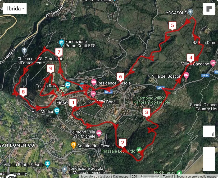 mappa percorso di gara 4° Fiesole Social Trail - Memorial Sonia Merlini