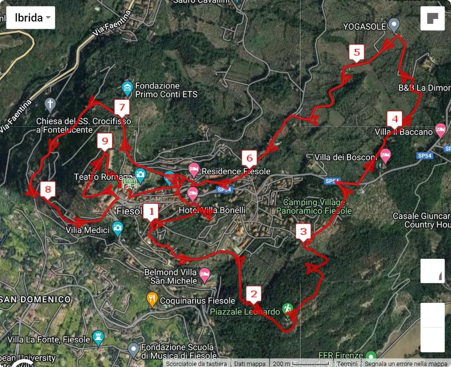 4° Fiesole Social Trail - Memorial Sonia Merlini, mappa percorso gara 10 km