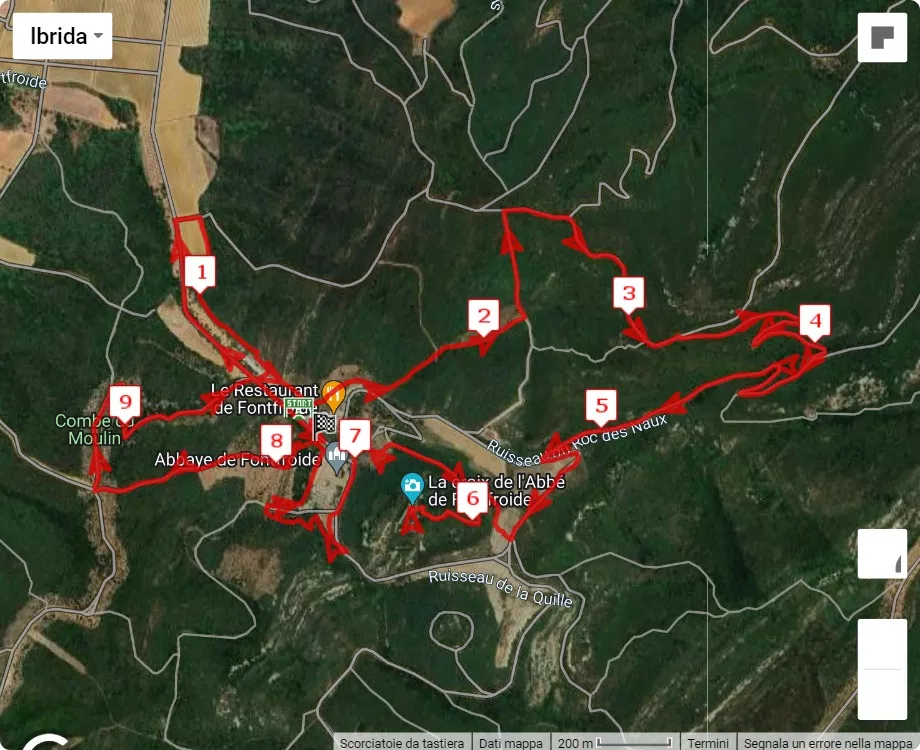 Trail de Fontfroide 2024, mappa percorso gara 9 km