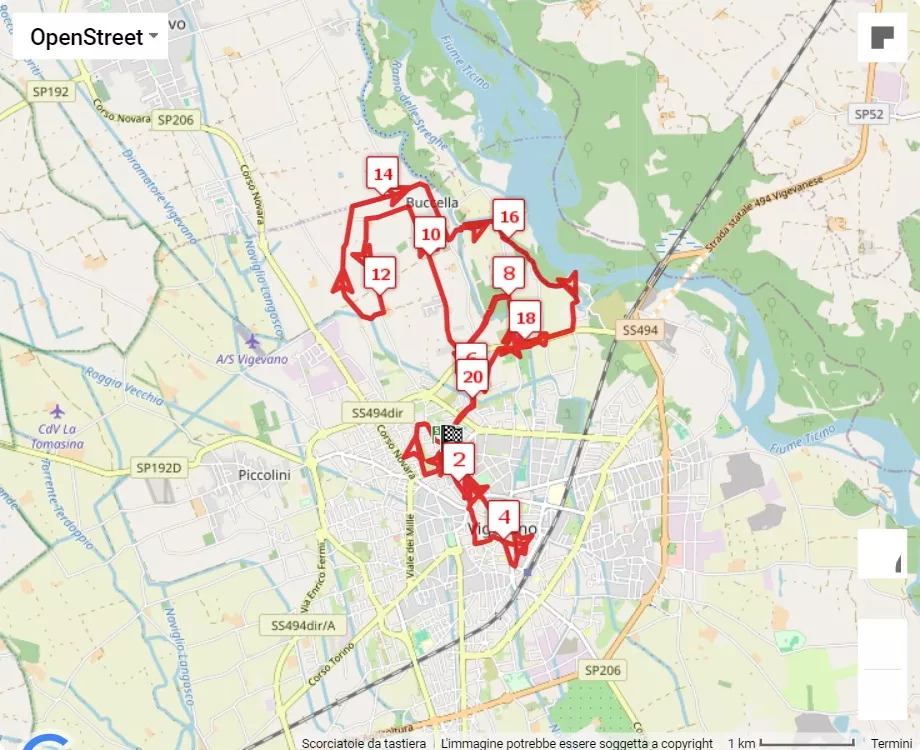 race course map 17° Scarpadoro Half Marathon