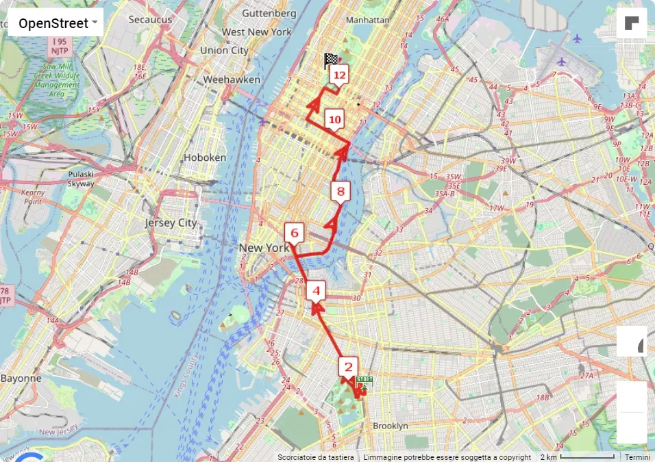 mappa percorso di gara 2024 United Airlines NYC Half