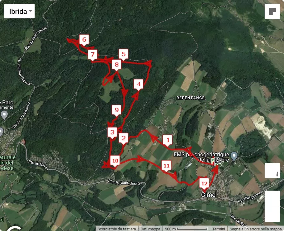 Trail Du Mont Bally, 11 km race course map