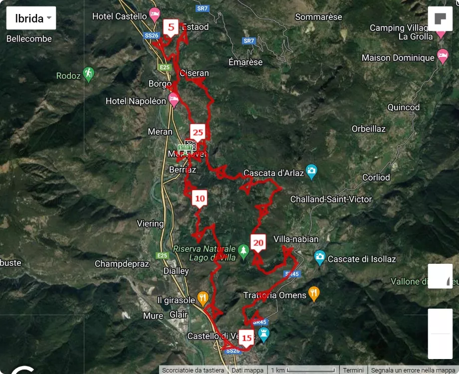 7° Caste's Trail, 25 km race course map