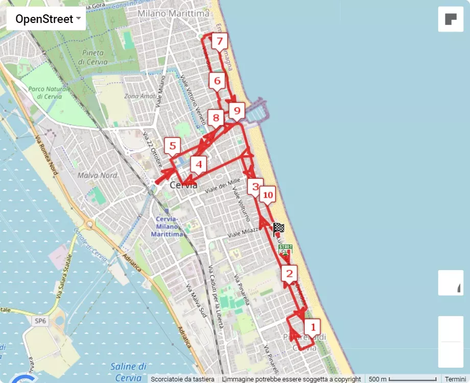 1° CerviaRun 2024: 10 km course map. | gpx