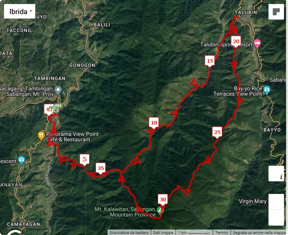 race course map Kalawitan sky marathon