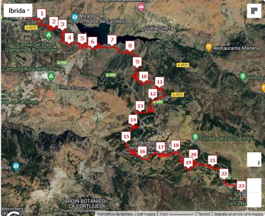 Ultra Sierra Nevada 2024, 25 km race course map
