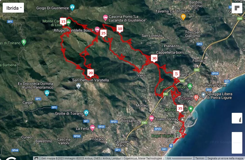 13° Trail Maremontana - Dalla Sabbia alla Neve, mappa percorso gara 37 km