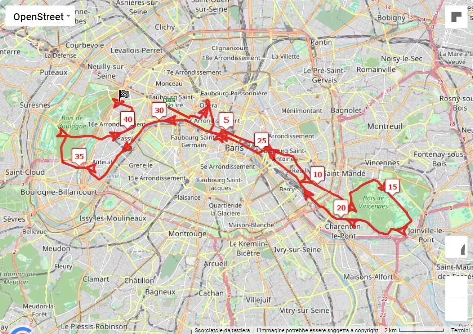 Schneider Electric Marathon de Paris, mappa percorso gara 42.195 km