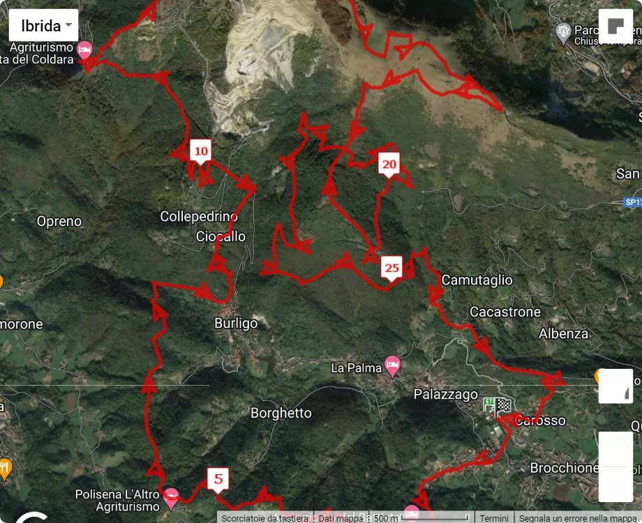 Linzone Trail, 29 km race course map