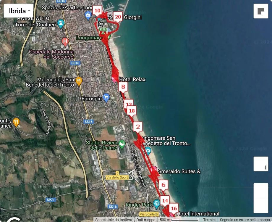 24° Maratonina dei Fiori, 21.0975 km race course map