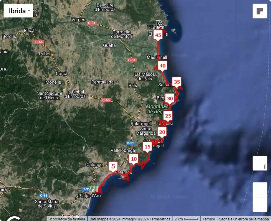 Costa Brava Stage Run 2024, mappa percorso gara 48 km