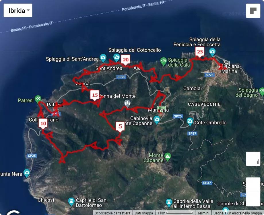14° Elba Trail, mappa percorso gara 25 km