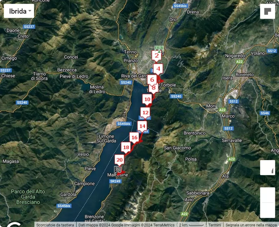3° X-Bionic Lake Garda 42, mappa percorso gara 21.0975 km