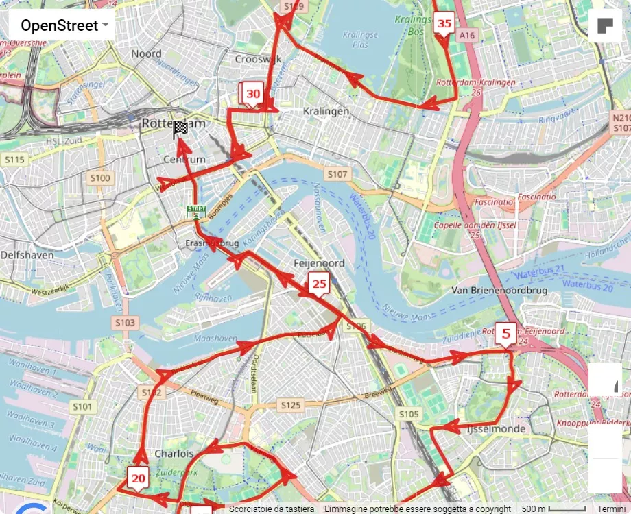 NN Marathon Rotterdam, mappa percorso gara 42.195 km