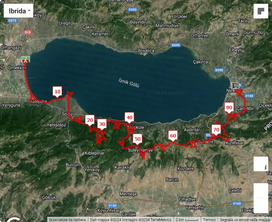 2024 Iznik Ultra Marathon, mappa percorso gara 90 km