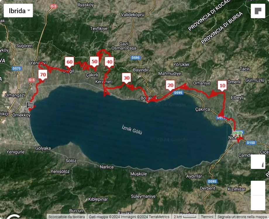 2024 Iznik Ultra Marathon, mappa percorso gara 75 km