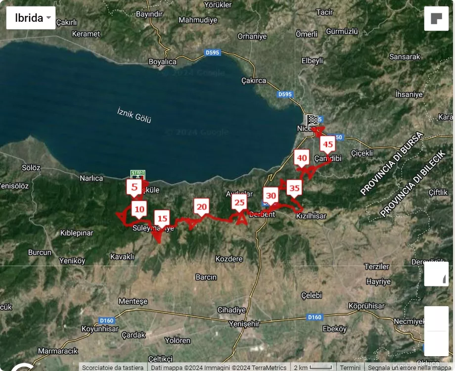 2024 Iznik Ultra Marathon, 50 km race course map