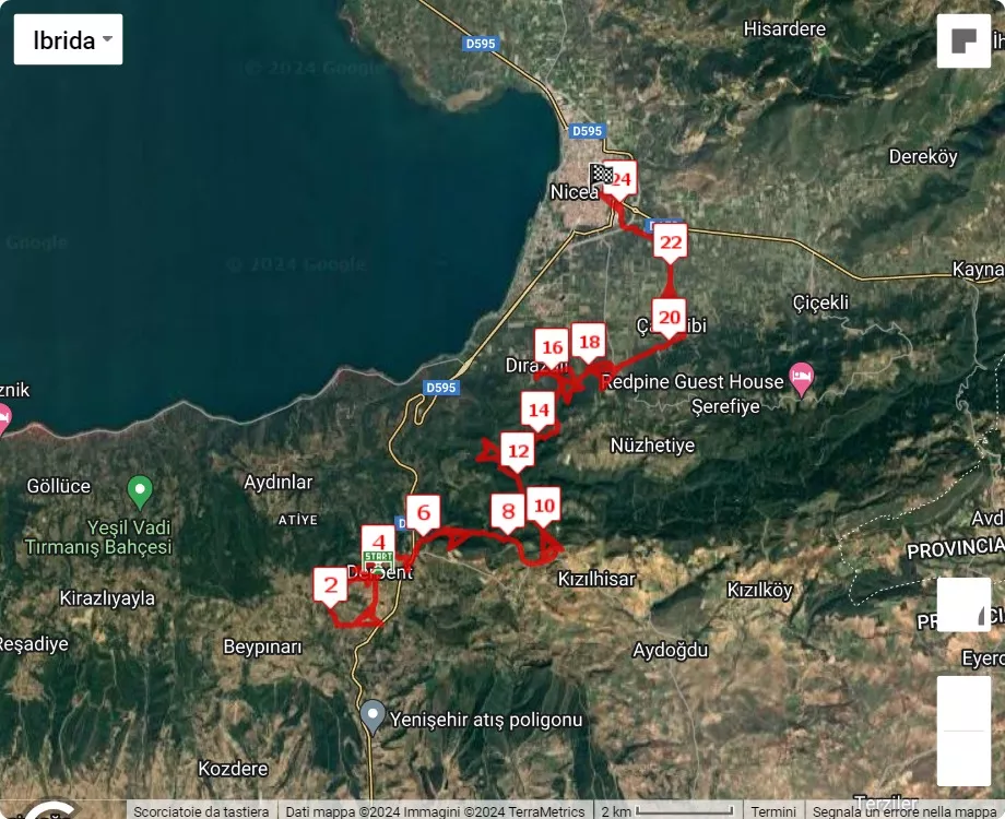 2024 Iznik Ultra Marathon, mappa percorso gara 25 km