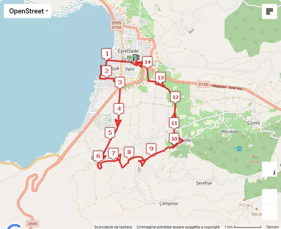 2024 Iznik Ultra Marathon, mappa percorso gara 14 km