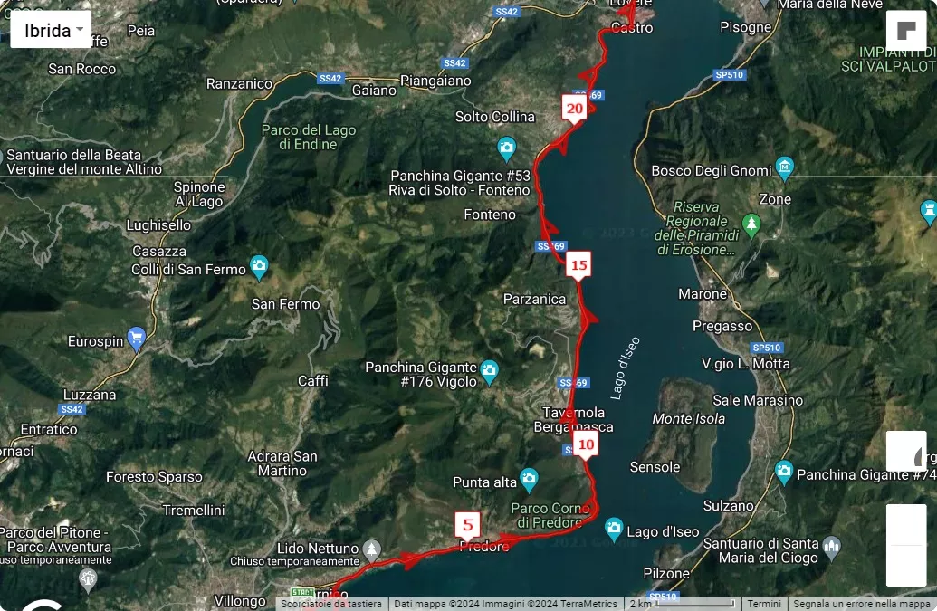 12° Sarnico Lovere Run, 25.25 km race course map