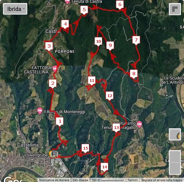 Montalbano Ecotrail - Trofeo Caffè Negro, mappa percorso gara 16 km