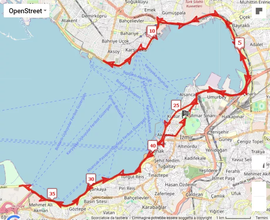 race course map MarathonIzmir Avek