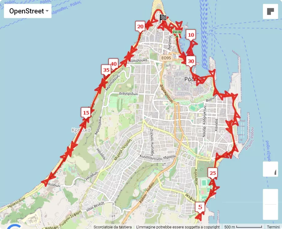 Rhodes Marathon & Half 2024, mappa percorso gara 42.195 km