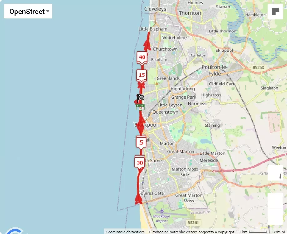 Blackpool Festival of Running 2024, 42.195 km race course map