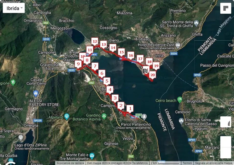 15° Lago Maggiore Half Marathon, mappa percorso gara 21.0975 km