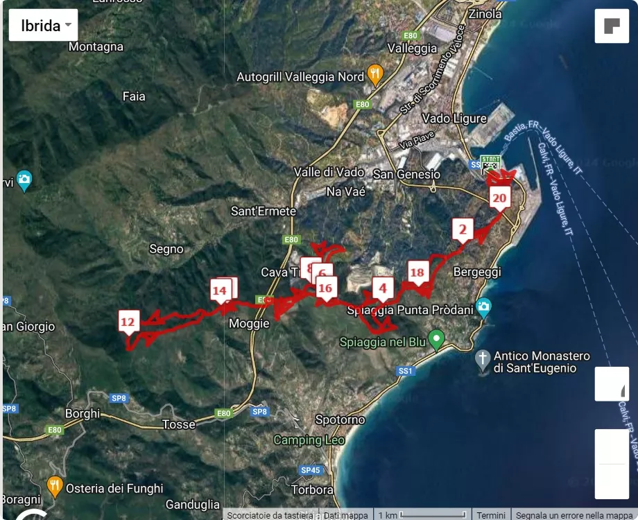 18° Trail Aschero, mappa percorso gara 20 km