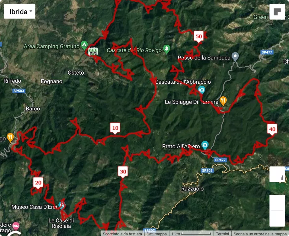 mappa percorso di gara Ultratrail Mugello 2024