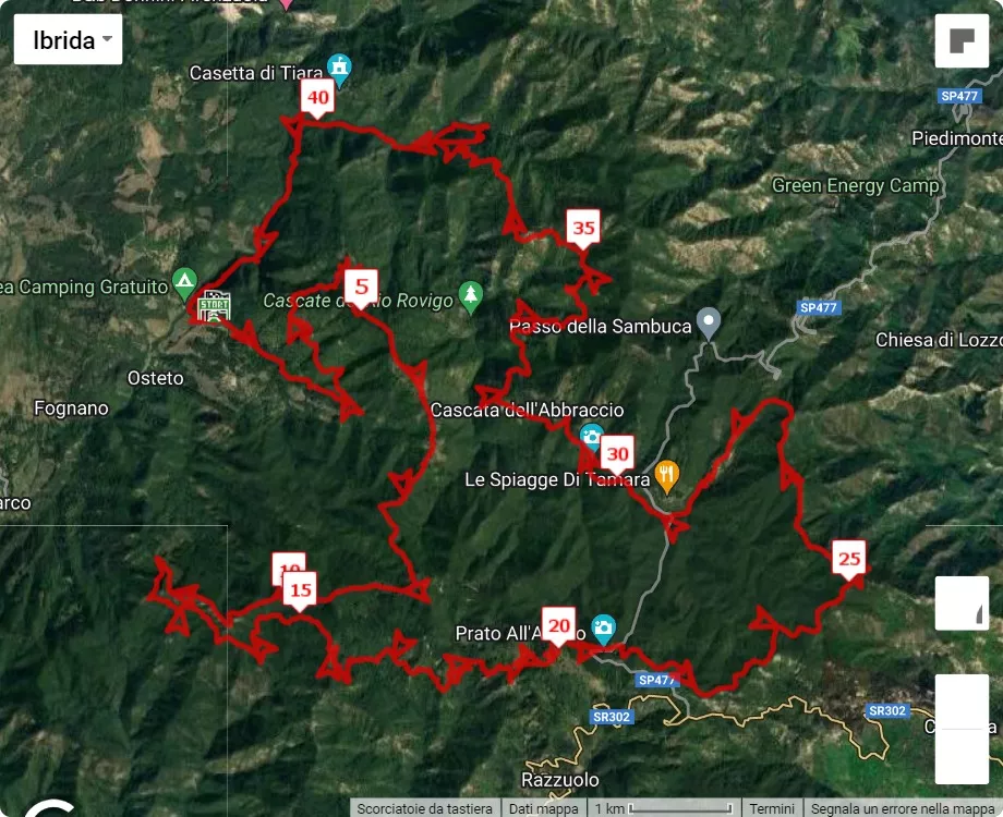 Ultratrail Mugello 2024, 43.5 km race course map