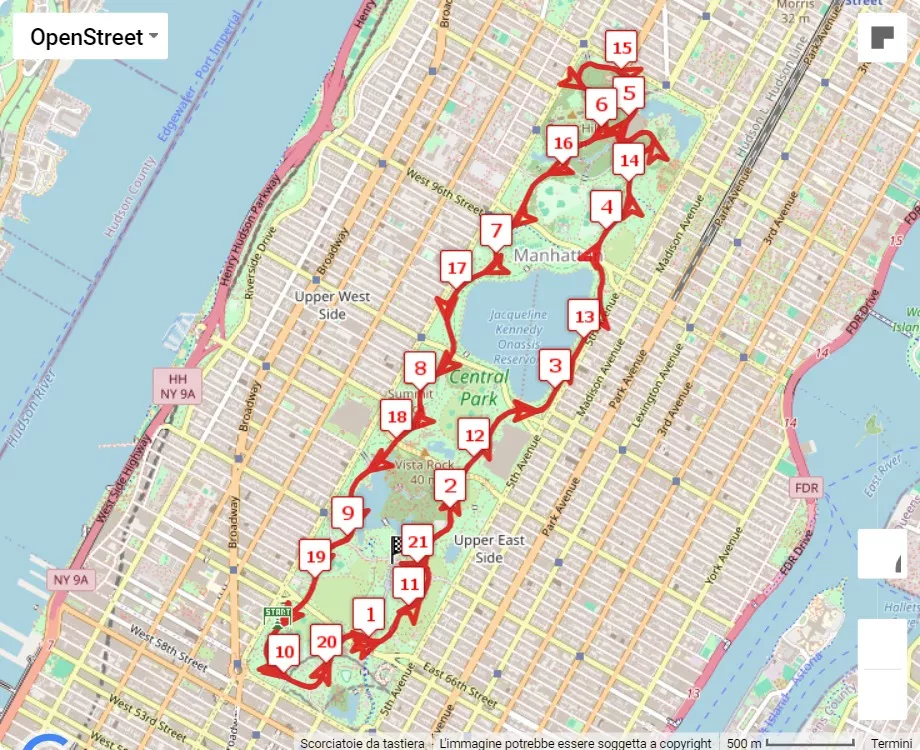 mappa percorso di gara REAL SIMPLE Women's Half Marathon 2024