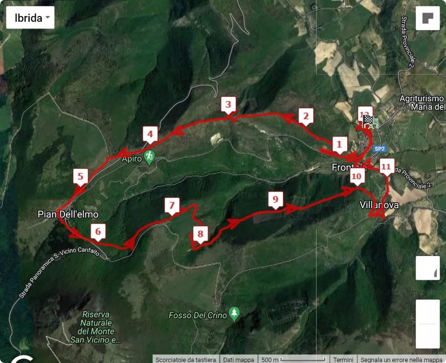 4° San Vicino Marathon Trail, mappa percorso gara 12 km