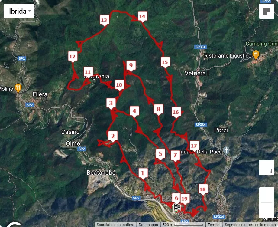 mappa percorso di gara 5° Luceto Trail Classic